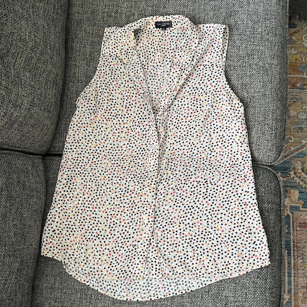 Limited sleeveless polka dot top, size medium